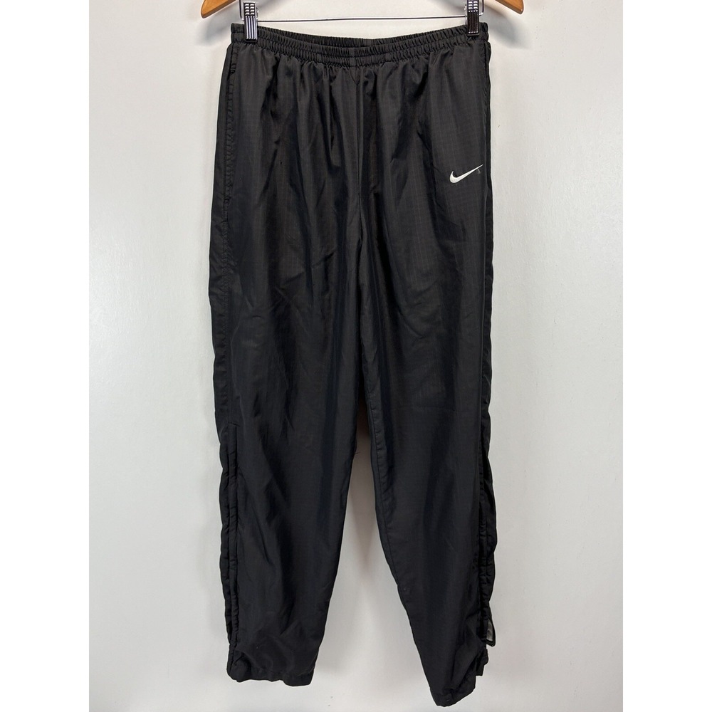 Vtg Nike Mesh Lined Track Pants Sz Medium Black Zip Ankle 90's Swoosh GUC Nylon